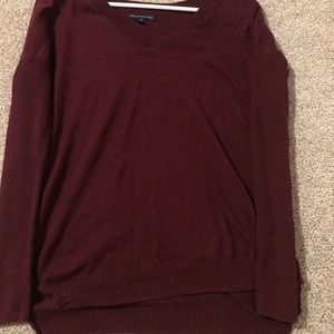 Dark Red V-Neck Sweater